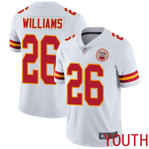Youth Kansas City Chiefs #26 Williams Damien White Vapor Untouchable Limited Player Football Nike NFL Jersey->youth nfl jersey->Youth Jersey